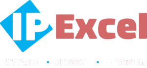 ipexcel logo with white tagline